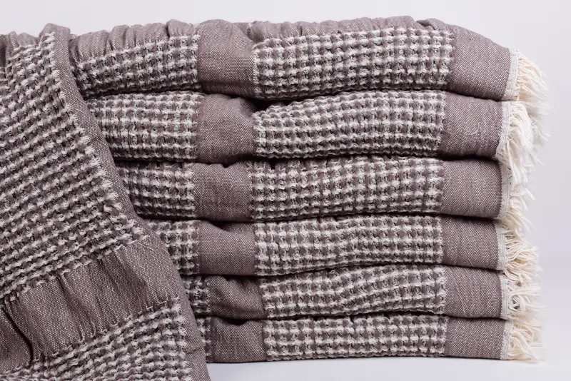 Büyük plaj havlu kişiselleştirilmiş, 84x80 pamuk waffle havlu, dokuma atma battaniye, nedime hediyeleri kişiselleştirilmiş, gelin duş hediyesi, nedime hediyeleri - 1