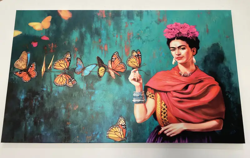 Frida Kahlo Art, Frida Kahlo Poster, Frida Butterflies & Pink Flowers Art ,Poster Printed, Picture Wall Art, Butterflies Canvas Wall Art - 4
