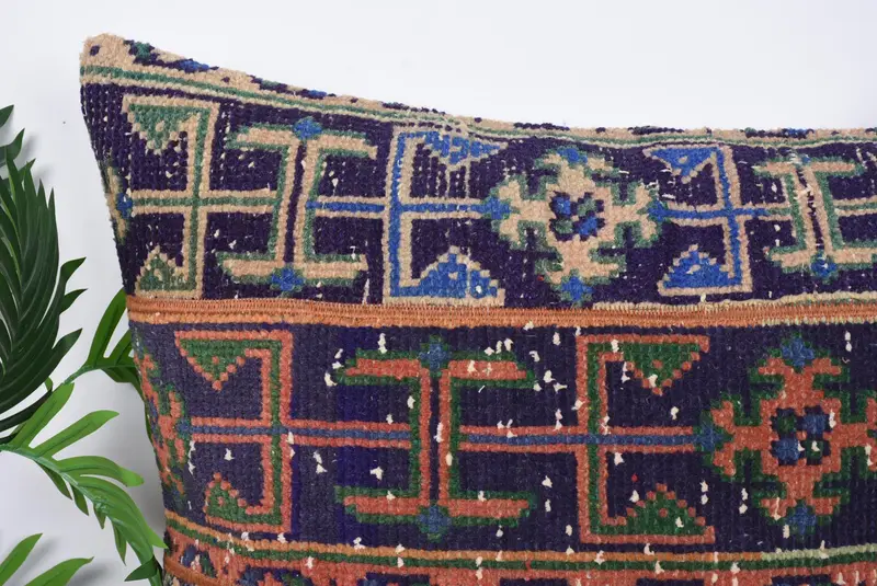 28x28 Blue Cushion, Kilim Cushion Sham, Boho Throw Pillow Cover, Boho Pillow, Decorative Throw Pillow Cover, Boho Pillow Sham Cover, Cushion - 2