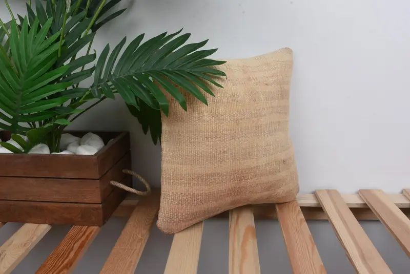 Cushion Cover, Kilim Cushion Sham, Interior Designer Pillow, Pillow for Couch, 12x12 Beige Cushion, Sustainable Pillow Case, Square Throw Pillow - 4