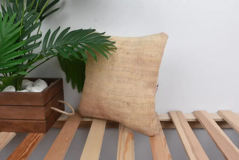 Cushion Cover, Kilim Cushion Sham, Interior Designer Pillow, Pillow for Couch, 12x12 Beige Cushion, Sustainable Pillow Case, Square Throw Pillow - 5