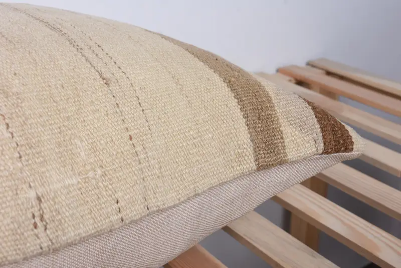 Handmade Throw Cushion Cover, Boho Pillow, Pillow Sham, 20x28 Beige Cushion Case, Pillow for Couch, Turkish Kilim Pillow, Authentic Pillow Cover - 7