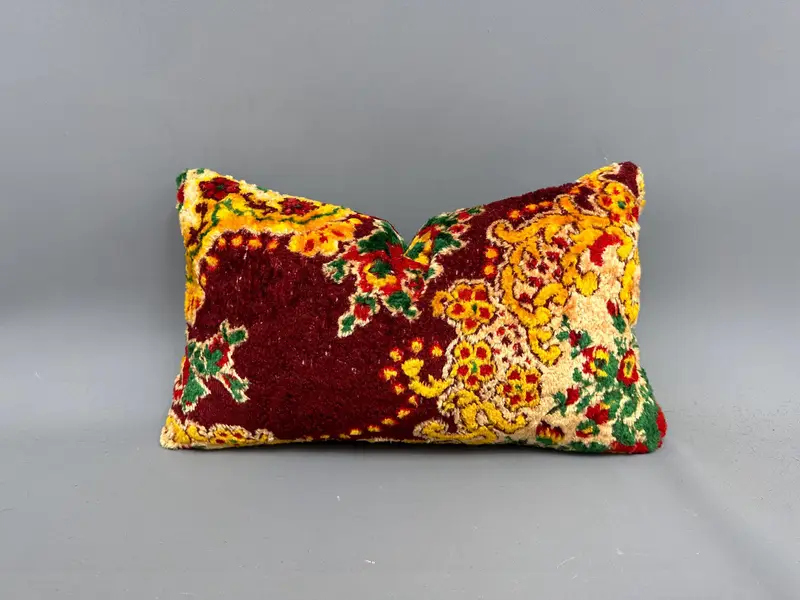 Authentic Pillow Sham, Pillow Case, Kilim Pillow Cover, Turkish Pillow, Decorative Pillow, Antique Pillows, 12x20 Orange Cushion Case - 1
