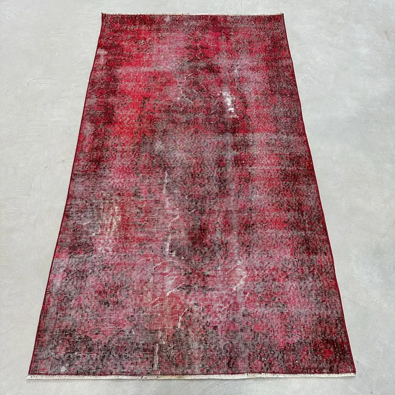 Kırmızı Patchwork Halı, 3.6x6.6 ft Zarif Ev Dekoru