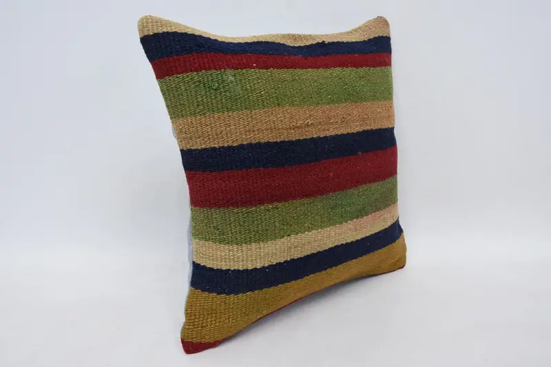 Kilim Cushion Sham, 14x14 Red Cushion, Southwestern Pillow Case, Vintage Pillow, Boho Pillow Sham Cover, Neutral Throw Cushion Case, Pillow Cover - 3