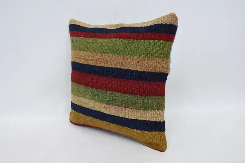 Kilim Cushion Sham, 14x14 Red Cushion, Southwestern Pillow Case, Vintage Pillow, Boho Pillow Sham Cover, Neutral Throw Cushion Case, Pillow Cover - 4