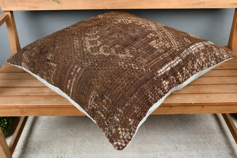 Kilim Pillow, Home Decor Pillow, Cushion Cover, Morroccon Kilim Cushion Pillow Cover, Vintage Kilim Pillow, 28x28 Brown Cushion, Authentic Pillow - 2