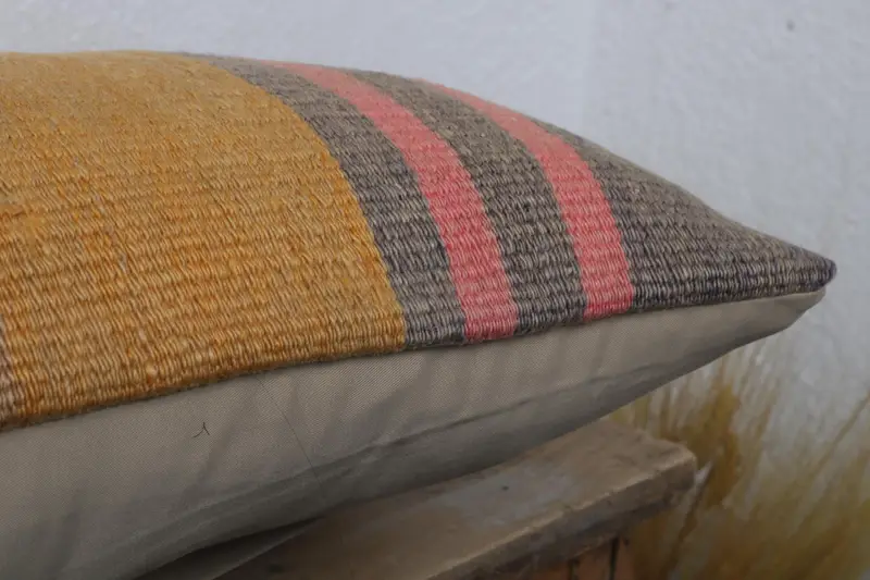 12x24 Yellow Pillow, Antique Pillows, Gift Pillow, Decorative Pillow Cover, Pillow Sham, Kilim Pillow, Ottoman Cushion Cover, Yoga Cushion Cover - 6