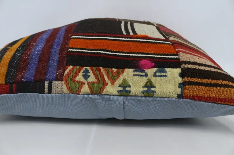 28x28 Brown Cushion Case, Boho Pillow Sham Cover, Boho Pillow, Kilim Cushion Sham, Sustainable Pillow, Pillow Sham, Knitted Pillow - 5
