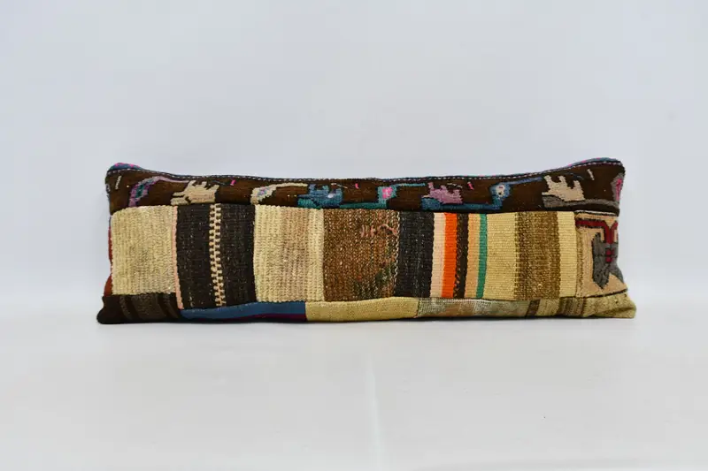Handmade Throw Pillow Cover, 12x36 Brown Cushion, Interior Designer Pillow, Kilim Cushion Sham, Couch Cushion, Cushion Case, Throw Kilim Pillow - 1