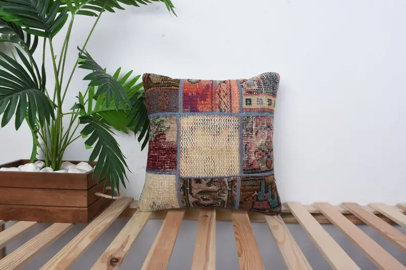 Pillow for Sofa, 16x16 Red Pillow Sham, Pillow Case, Home Decor Pillow, Handwoven Pillow Cover Cushion Case, Kilim Cushion Sham - 1