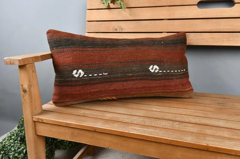 Pillow for Couch, Vintage Pillow, Antique Pillows, 12x24 Red Cushion Case, Designer Throw Cushion Cover, Pillow Case, Toss Pillow Sham - 1