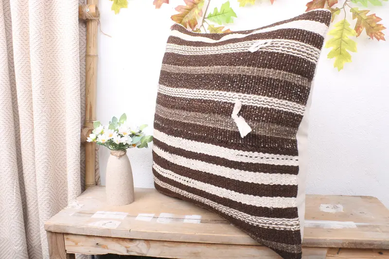 Custom Pillow Sham, Lounge Throw Cushion Case, Turkish Pillow, Antique Pillows, 20x20 Brown Pillow, Turkish Kilim Pillow, Pillow - 4