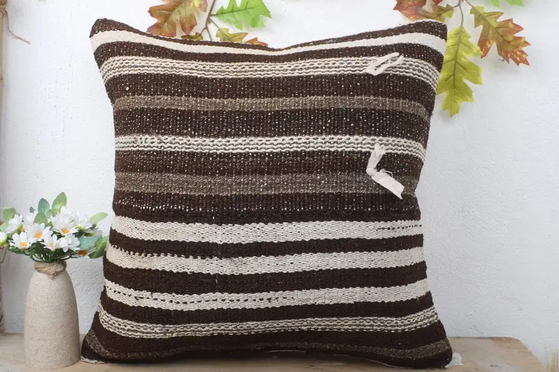 Custom Pillow Sham, Lounge Throw Cushion Case, Turkish Pillow, Antique Pillows, 20x20 Brown Pillow, Turkish Kilim Pillow, Pillow - 2