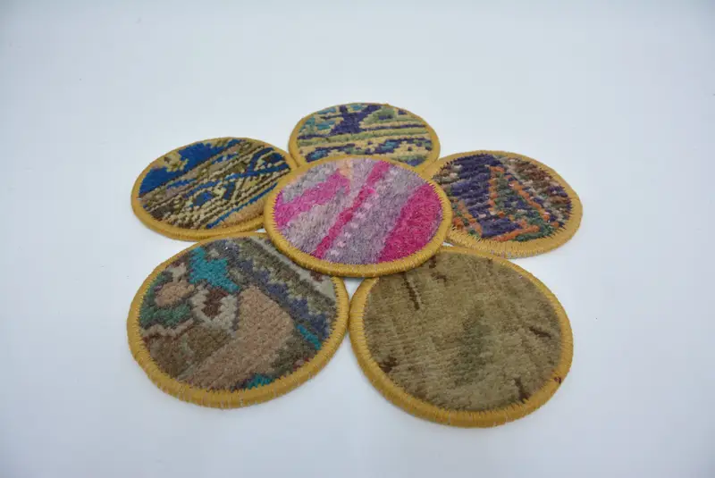 Bohemian Round Coaster, Pink and Brown Ethnic Coaster