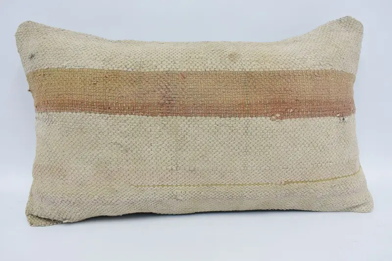 Ethnical Kilim Rug Pillow, Pillow Sham, Gift Pillow, 12x20 Beige Pillow Sham, Comfy Throw Cushion Cover, Boho Pillow, Customized Pillow Case - 1