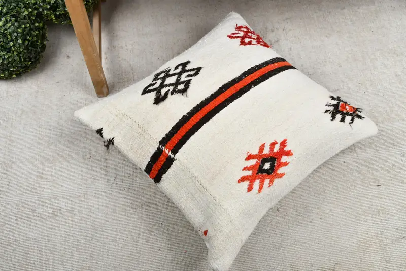 Pet Pillow, Vintage Kilim Throw Pillow, Interior Designer Pillow, Pillow, Ikat Pillow, 24x24 White Pillow Case, Floor Pillow, Antique Pillows - 8