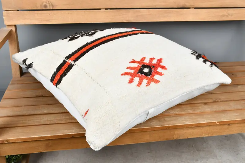 Pet Pillow, Vintage Kilim Throw Pillow, Interior Designer Pillow, Pillow, Ikat Pillow, 24x24 White Pillow Case, Floor Pillow, Antique Pillows - 2