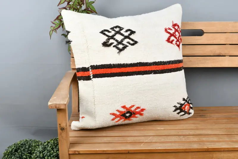 Pet Pillow, Vintage Kilim Throw Pillow, Interior Designer Pillow, Pillow, Ikat Pillow, 24x24 White Pillow Case, Floor Pillow, Antique Pillows - 1