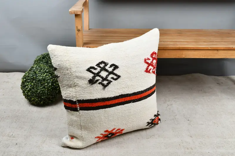 Pet Pillow, Vintage Kilim Throw Pillow, Interior Designer Pillow, Pillow, Ikat Pillow, 24x24 White Pillow Case, Floor Pillow, Antique Pillows - 7