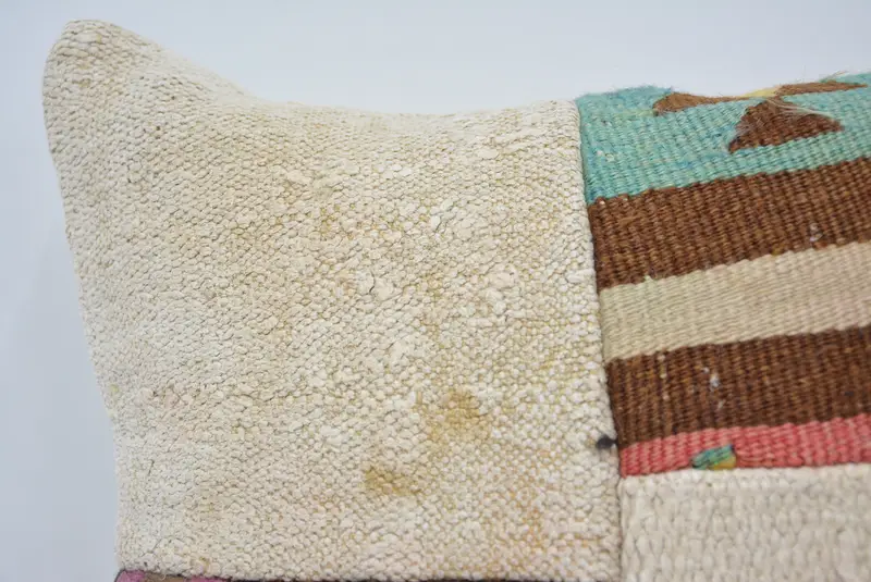 Wool Kilim Pillow Cushion, Handmade Kilim Cushion, Pillow for Sofa, 16x16 White Pillow, Pillow, Gift Pillow, Turkish Bench Pillow Cover - 2