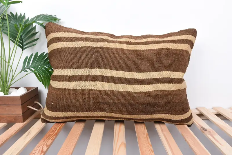 20x28 Brown Cushion Case, Couch Pillow Cover, Antique Pillows, Kilim Pillow Cover, Gift Pillow, Cushion, Designer Throw Cushion - 1
