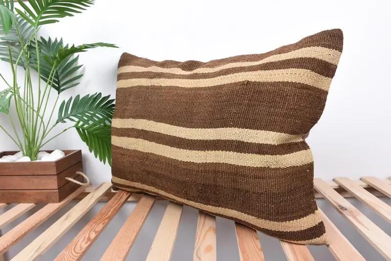20x28 Brown Cushion Case, Couch Pillow Cover, Antique Pillows, Kilim Pillow Cover, Gift Pillow, Cushion, Designer Throw Cushion - 5