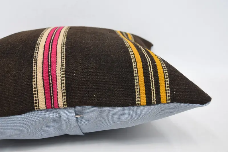 Nomadic Cushion, Ethnical Kilim Rug Pillow, 20x20 Brown Cushion, Handmade Kilim Cushion, Cushion, Antique Pillows, Retro Cushion Cover - 5