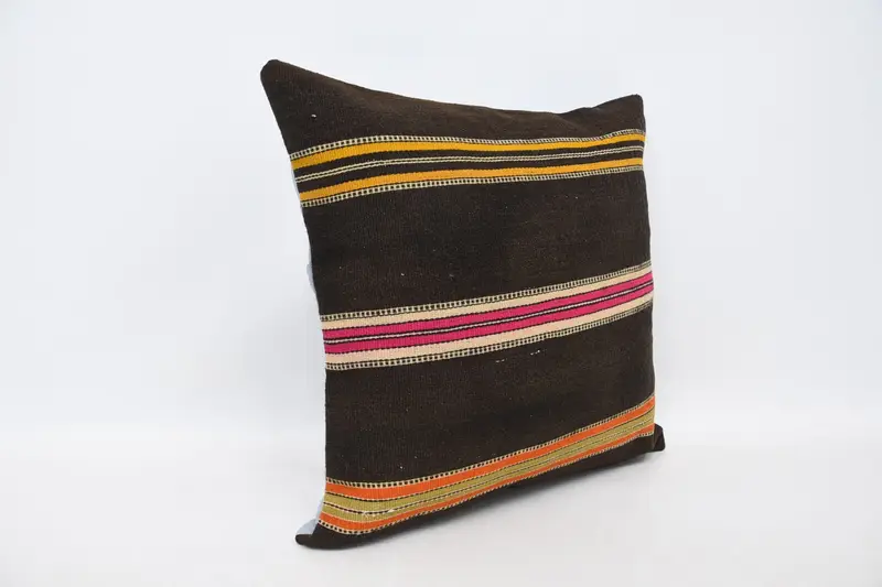 Nomadic Cushion, Ethnical Kilim Rug Pillow, 20x20 Brown Cushion, Handmade Kilim Cushion, Cushion, Antique Pillows, Retro Cushion Cover - 3