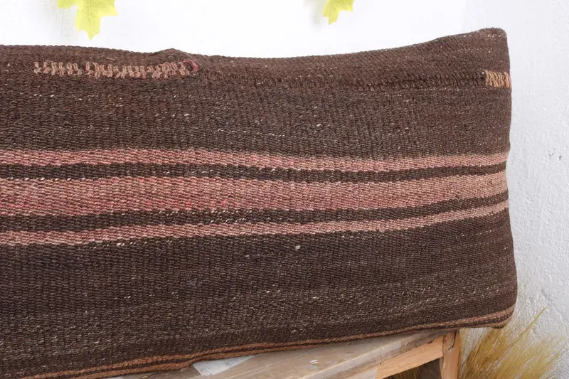 Gift Pillow, Ethnic Throw Cushion Cover, Cushion Cover, Vintage Kilim Throw Pillow, Ethnic Pillow Cover Cushion, 16x36 Brown Pillow, Antique Pillows - 4