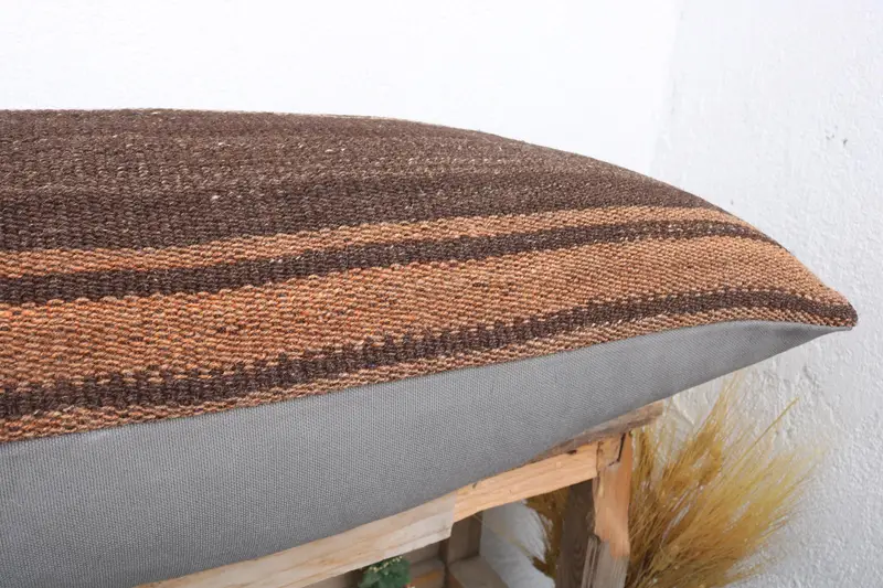 Gift Pillow, Ethnic Throw Cushion Cover, Cushion Cover, Vintage Kilim Throw Pillow, Ethnic Pillow Cover Cushion, 16x36 Brown Pillow, Antique Pillows - 6