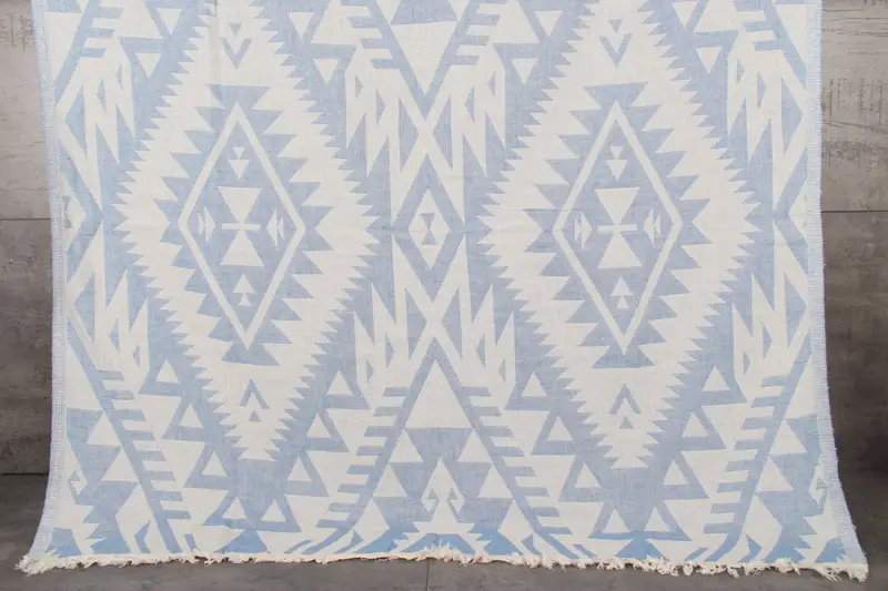 Turkish Towel Bath Towel Geometric Light Blue 40x75 Inches