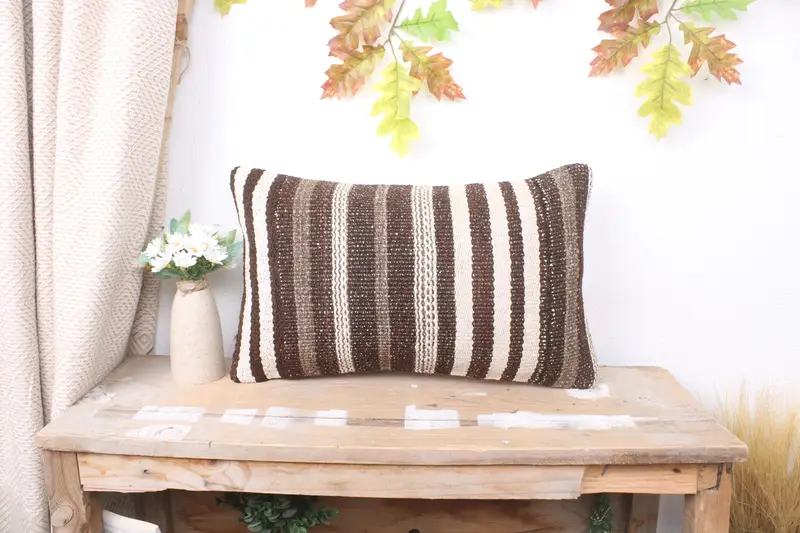 Interior Designer Pillow, Gift Pillow, 12x20 Brown Cushion Case, Turkish Rugs Pillow Case, Turkish Rugs Pillow Cover, Pillow Sham, Antique Pillows - 1
