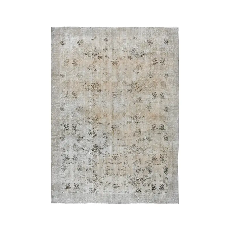 Turkish Oushak Large Rug 6.8x9.2 ft (207x280 cm), Vintage Gray Plants & trees Rug - 1