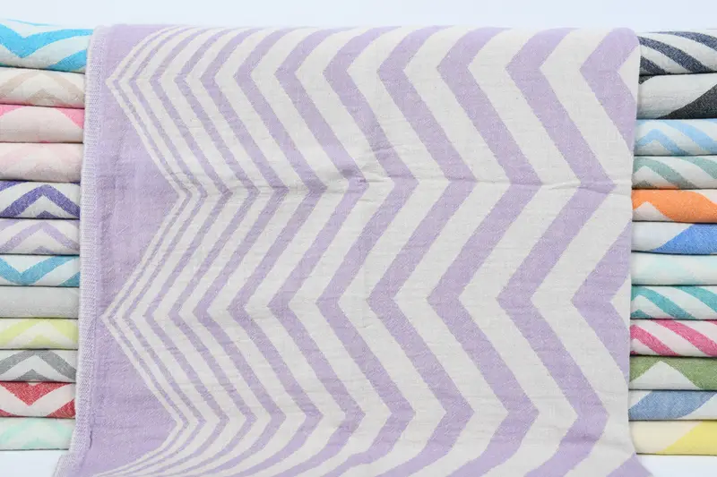 Gift Boxes Towel, Sand-resistant towel, Sand-free towel, Bridemaids Beach Towel, 70x40 Cotton Zigzag Design Towel, Gift For Her, Luxury Beach Towel - 2