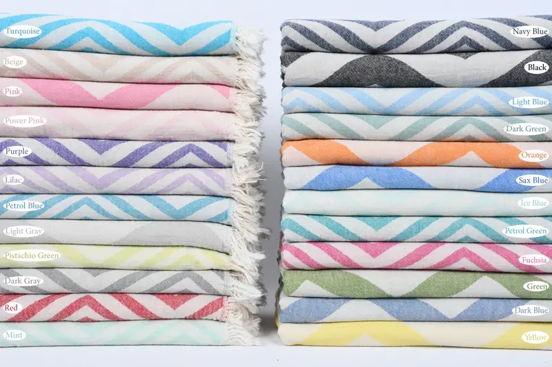 Gift Boxes Towel, Sand-resistant towel, Sand-free towel, Bridemaids Beach Towel, 70x40 Cotton Zigzag Design Towel, Gift For Her, Luxury Beach Towel - 1
