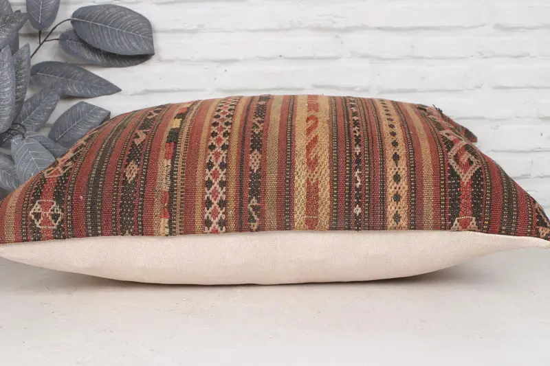 Kilim Pillow, Boho Chic Cushion Case, Home Decor Pillow, Gift Pillow, Customized Cushion, Pillow Cover, 20x28 Brown Pillow Cover - 5
