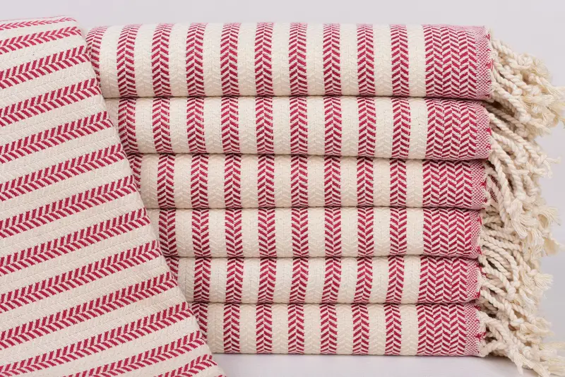 Bridal Shower Gift Turkish Cotton Burgundy Chevron Towel, 70x40 Inches