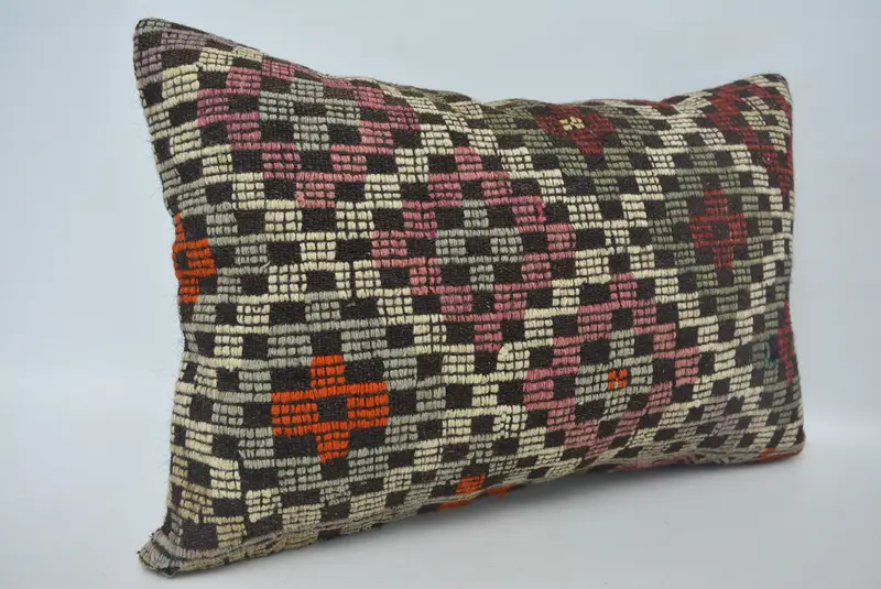 Cushion, Pillow for Sofa, Bench Cushion, Vintage Kilim Throw Pillow, Kilim Pillow Cover, 16x24 Purple Pillow Cover, Outdoor Cushion Case - 3