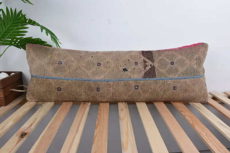 Handmade Kilim Cushion, 12x36 Brown Cushion Cover, Vintage Kilim Pillow, Kilim Pillow Cover, Handmade Pillow Sham, One Of A Kind Pillow, Pillow - 1