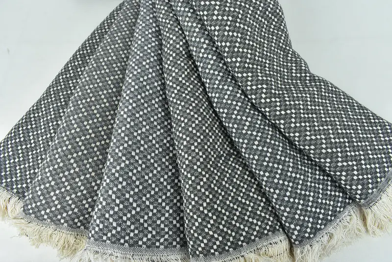 Bridesmaid Favors, Woven Throw Blanket, Decorative Bedspread, Turkish Blanket Queen, 76x68 Cotton Herringbone Towel, Tablecloth, Housewarming Gift - 4
