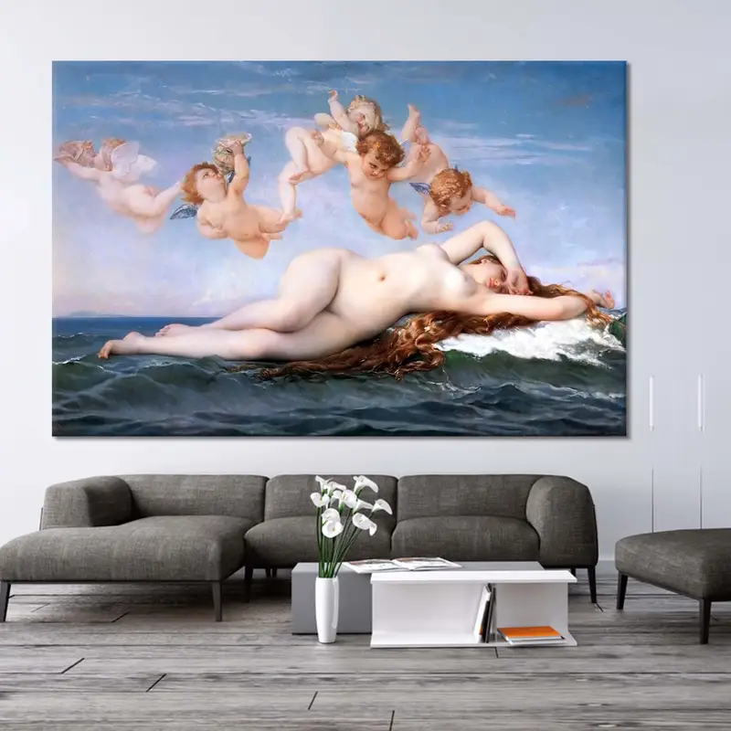 Venüs gobleninin doğumu, Alexandre Cabanel duvar sanatı, çıplak kadın klasik resim, duvar baskısı dekoru, erotik tanrıça, mitoloji afrodit - 8