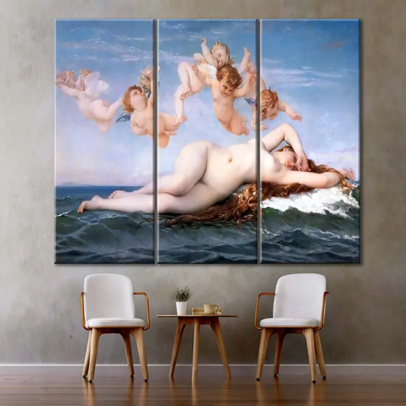Venüs gobleninin doğumu, Alexandre Cabanel duvar sanatı, çıplak kadın klasik resim, duvar baskısı dekoru, erotik tanrıça, mitoloji afrodit - 2