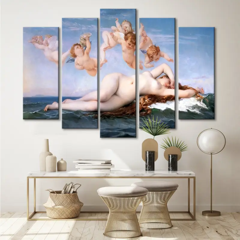 Venüs gobleninin doğumu, Alexandre Cabanel duvar sanatı, çıplak kadın klasik resim, duvar baskısı dekoru, erotik tanrıça, mitoloji afrodit - 4