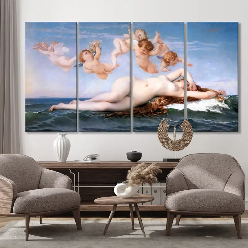 Venüs gobleninin doğumu, Alexandre Cabanel duvar sanatı, çıplak kadın klasik resim, duvar baskısı dekoru, erotik tanrıça, mitoloji afrodit - 9