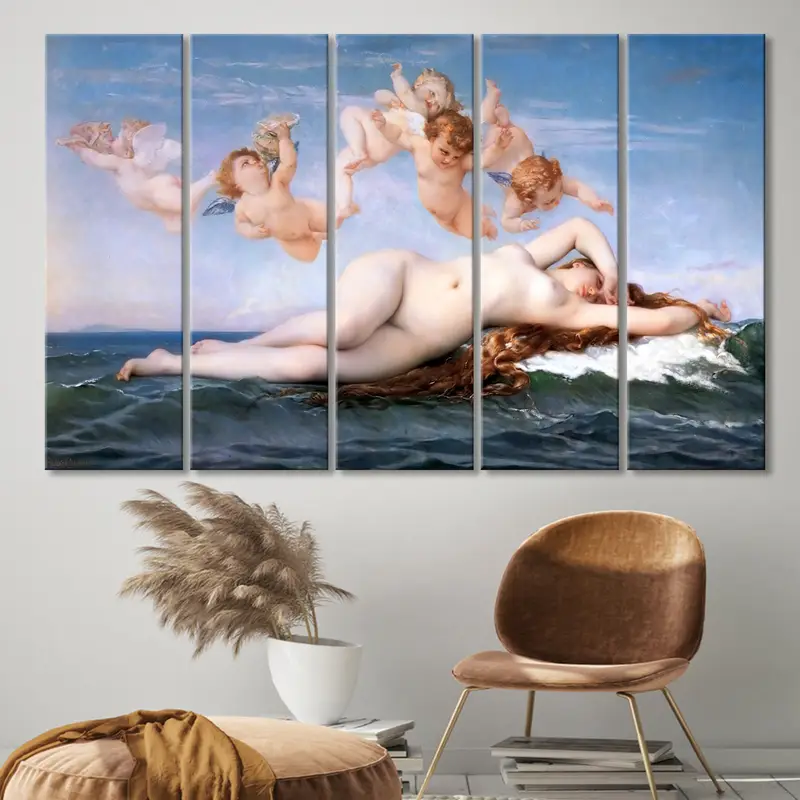 Venüs gobleninin doğumu, Alexandre Cabanel duvar sanatı, çıplak kadın klasik resim, duvar baskısı dekoru, erotik tanrıça, mitoloji afrodit - 3