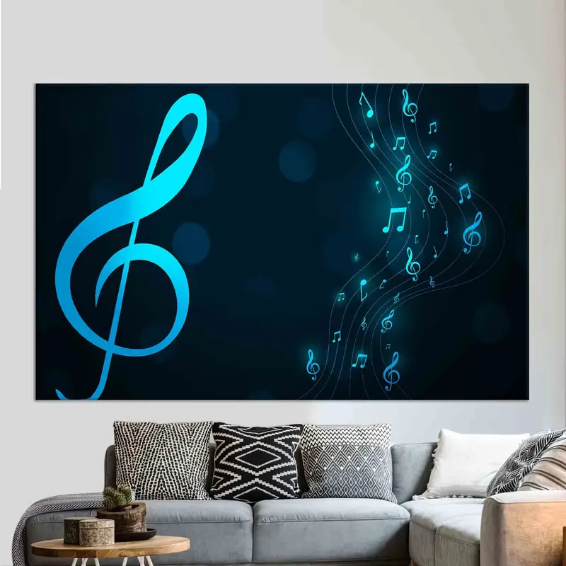 Modern Blue Musical Note Canvas for Elegant Girl Bedroom