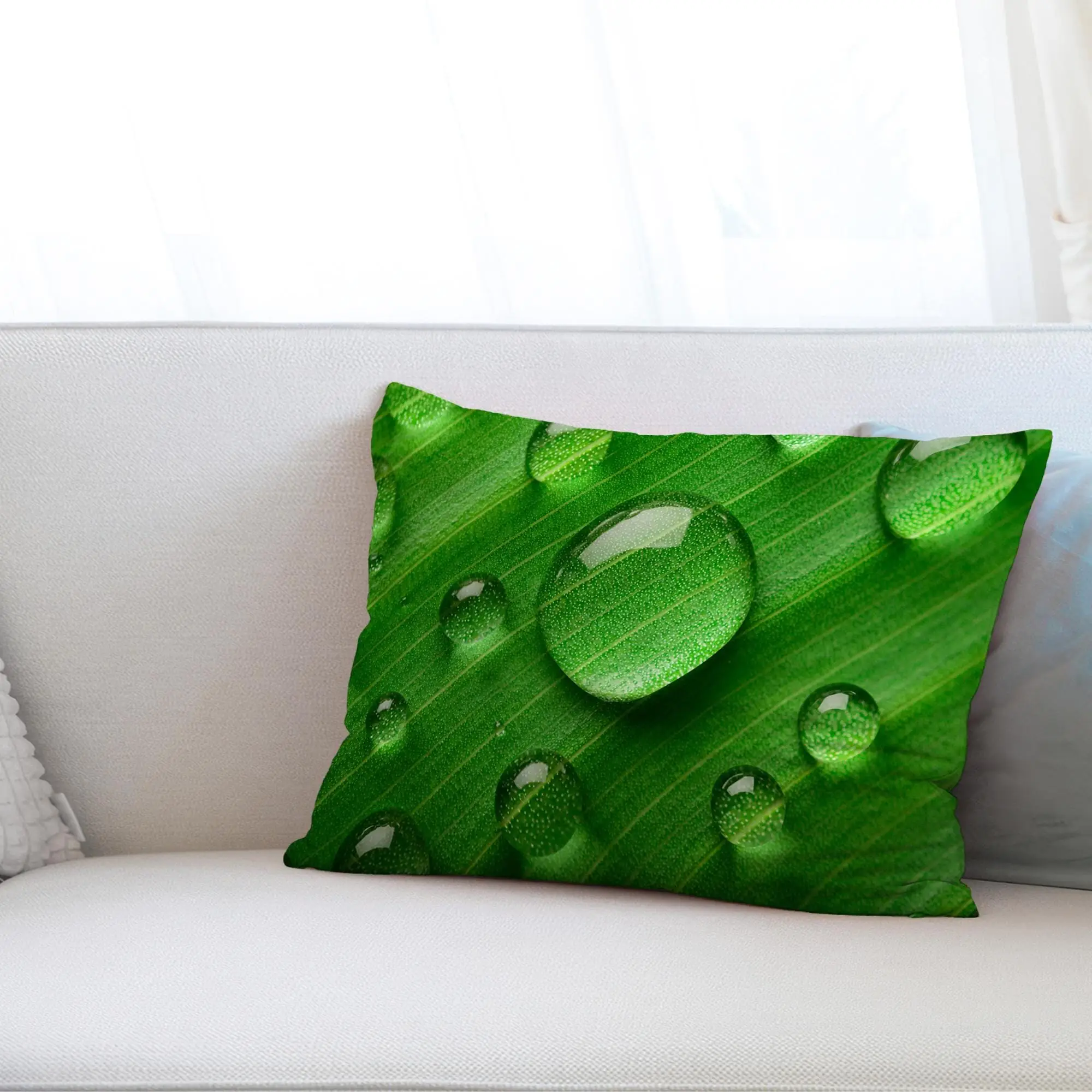 Botanical Green Leaves Printed Pillow - Chic Home Decor - 1