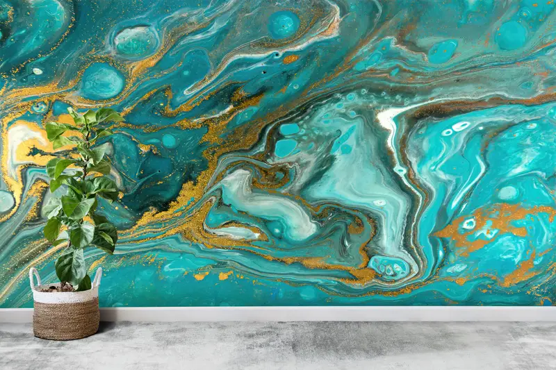 Zarif Mavi Mermer Baskılı Duvar Kağıdı: Lüks Ev Dekorasyonu