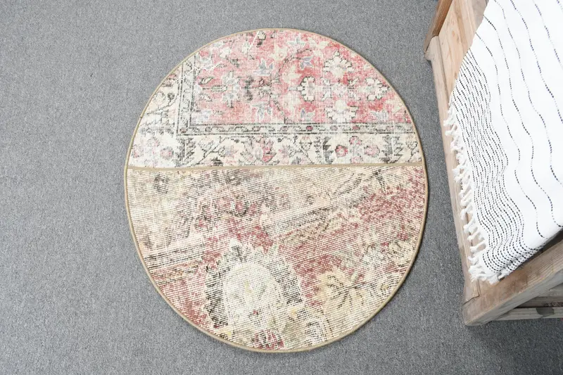 レッド オリエンタル ラグ、2.5x2.9 フィート エレガント レッド & ベージュ